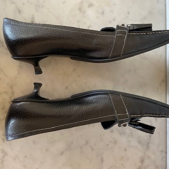 PRADA Tassel Kitten Heel Black Vintage Pumps 37 1/2 - Picture 11 of 17